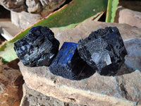 Natural Fibrous Schorl Black Tourmaline Specimens with a Hyalite Opal x 6 From Erongo, Namibia - Toprock Gemstones and Minerals