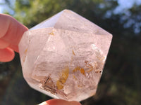 Polished Window Amethyst and Smokey Quartz with Rainbow Veils x 2 from Madagascar - Toprock Gemstones and Minerals