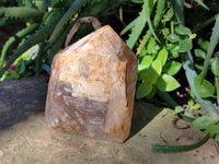 Polished Window Amethyst and Smokey Quartz with Rainbow Veils x 2 from Madagascar - Toprock Gemstones and Minerals