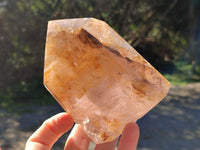 Polished Window Amethyst and Smokey Quartz with Rainbow Veils x 2 from Madagascar - Toprock Gemstones and Minerals