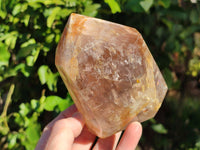 Polished Window Amethyst and Smokey Quartz with Rainbow Veils x 2 from Madagascar - Toprock Gemstones and Minerals