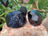 Natural Schorl Black Tourmaline Terminated Crystal Specimens with some Hyalite Opal x 13 From Erongo, Namibia - Toprock Gemstones and Minerals