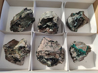 Natural Libethenite Crystals and Malachite On Dolomite Matrix Specimens x 6 From Shituru, Congo - Toprock Gemstones and Minerals