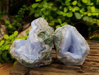 Natural Blue Lace Agate Geode Specimens x 6 From Nsanje, Malawi - Toprock Gemstones and Minerals
