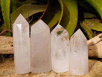Polished Clear Quartz and Girasol Crystals x 4 From Madagascar - Toprock Gemstones and Minerals