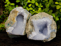 Natural Blue Lace Agate Geode Specimens x 2 From Nsanje, Malawi - Toprock Gemstones and Minerals