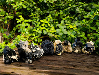 Natural Schorl Black Tourmaline and Smokey Quartz on Orthoclase Matrix with a dash of Hyalite Opal x 12 From Erongo, Namibia - Toprock Gemstones and Minerals