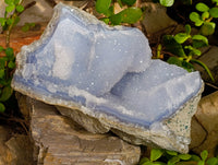 Natural Blue Lace Agate Geode Specimens x 2 From Nsanje, Malawi - Toprock Gemstones and Minerals
