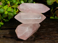 Polished Double Terminated Rose Quartz Points x 6 Ambatondrazaka, Madagascar - Toprock Gemstones and Minerals