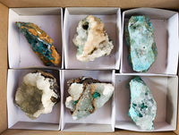 Natural Drusy Coated Chrysocolla and Malachite with Hemimorphite Specimens x 6 From Lupoto Mine, Congo - Toprock Gemstones and Minerals
