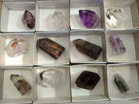 Polished Mixed Wonderland Inclusion Quartz Crystals Including Speculate Hematite x 12 from Madagascar - Toprock Gemstones and Minerals