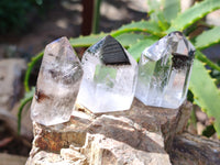 Polished Mixed Wonderland Inclusion Quartz Crystals Including Speculate Hematite x 12 from Madagascar - Toprock Gemstones and Minerals