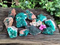 Natural Dioptase On Dolomite Specimens x 12 From Likasi, Congo - Toprock Gemstones and Minerals