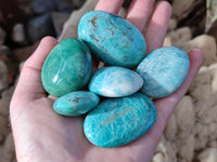 Polished Amazonite Palm Stones x 24 From Madagascar - Toprock Gemstones and Minerals