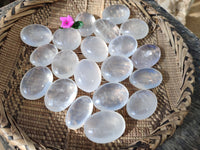 Polished Girasol Pearl Quartz Palm Stones x 20 From Ambatondrazaka, Madagascar - Toprock Gemstones and Minerals