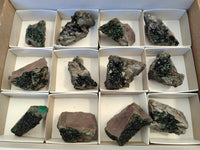 Natural Libethenite Crystals On Dolomite Matrix Specimens x 12 From Shituru, Congo - Toprock Gemstones and Minerals