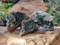 Natural Libethenite Crystals On Dolomite Matrix Specimens x 12 From Shituru, Congo - Toprock Gemstones and Minerals