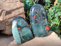 Polished Bloodstone Standing Free Forms x 2 From Swaziland - Toprock Gemstones and Minerals