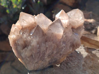 Natural Smokey Phantom Quartz Cluster x 2 From Luena, Congo - Toprock Gemstones and Minerals