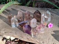 Polished Mixed Wonderland Inclusion Quartz Crystals Including Rutile x 12 from Madagascar - Toprock Gemstones and Minerals