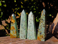 Polished "African Turquoise" Chrysocolla Points x 4 From Blue Mine, South Africa - Toprock Gemstones and Minerals