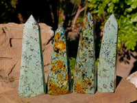 Polished "African Turquoise" Chrysocolla Points x 4 From Blue Mine, South Africa - Toprock Gemstones and Minerals