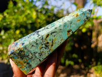 Polished "African Turquoise" Chrysocolla Points x 4 From Blue Mine, South Africa - Toprock Gemstones and Minerals