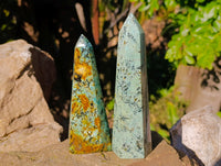 Polished "African Turquoise" Chrysocolla Points x 4 From Blue Mine, South Africa - Toprock Gemstones and Minerals
