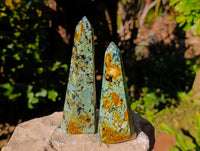 Polished "African Turquoise" Chrysocolla Points x 4 From Blue Mine, South Africa - Toprock Gemstones and Minerals