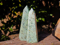 Polished "African Turquoise" Chrysocolla Points x 4 From Blue Mine, South Africa - Toprock Gemstones and Minerals