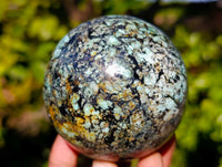 Polished "African Turquoise" Chrysocolla Spheres x 2 From Blue Mine, South Africa - Toprock Gemstones and Minerals