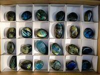 Polished Labradorite Palm Stones x 24 From Tulear, Madagascar - Toprock Gemstones and Minerals
