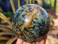 Polished "African Turquoise" Chrysocolla Spheres x 2 From Blue Mine, South Africa - Toprock Gemstones and Minerals