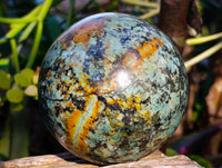 Polished "African Turquoise" Chrysocolla Spheres x 2 From Blue Mine, South Africa - Toprock Gemstones and Minerals