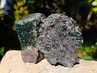Natural Libethenite Crystals On Dolomite Matrix Specimens x 4 From Shituru, Congo - Toprock Gemstones and Minerals