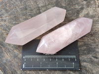 Polished Double Terminated Rose Quartz Points x 6 From Ambatondrazaka, Madagascar - Toprock Gemstones and Minerals