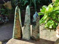 Polished "African Turquoise" Chrysocolla Points x 3 From Blue Mine, South Africa - Toprock Gemstones and Minerals