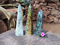 Polished "African Turquoise" Chrysocolla Points x 3 From Blue Mine, South Africa - Toprock Gemstones and Minerals