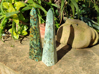 Polished "African Turquoise" Chrysocolla Points x 3 From Blue Mine, South Africa - Toprock Gemstones and Minerals