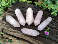 Polished Double Terminated Rose Quartz Points x 6 Ambatondrazaka, Madagascar - Toprock Gemstones and Minerals