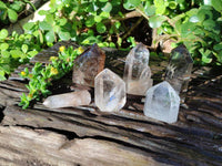 Polished Clear And Smokey Quartz Crystals x 6 From Madagascar - Toprock Gemstones and Minerals