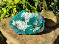 Natural Large Dioptase with Shattuckite and Drusy Quartz On Dolomite Cabinet Specimen x 1 From Likasi, Congo - Toprock Gemstones and Minerals