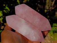 Polished Double Terminated Rose Quartz Points x 4 Madagascar - Toprock Gemstones and Minerals