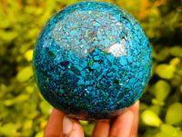 Polished Conglomerate Shattuckite Sphere x 1 From Congo - Toprock Gemstones and Minerals