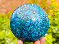 Polished Conglomerate Shattuckite Sphere x 1 From Congo - Toprock Gemstones and Minerals