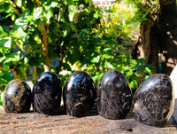 Polished Black Tourmaline Standing Free Forms x 5 From Madagascar - Toprock Gemstones and Minerals