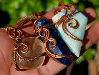 Polished Mixed Copper Wire Wrapped Pendants x 6 From Southern Africa - Toprock Gemstones and Minerals