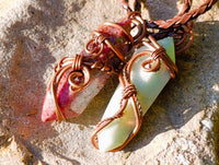 Polished Mixed Copper Wire Wrapped Pendants x 6 From Southern Africa - Toprock Gemstones and Minerals