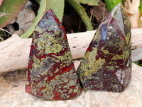 Natural Bastite Dragon Bloodstone Points x 2 From South Africa - Toprock Gemstones and Minerals