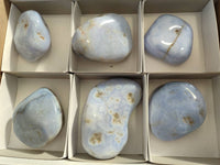 Polished Large Blue Lace Agate Tumbled Stones x 6 From Nsanje, Malawi - Toprock Gemstones and Minerals